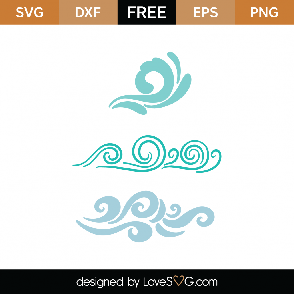 Free Decorative Waves SVG Cut File - Lovesvg.com