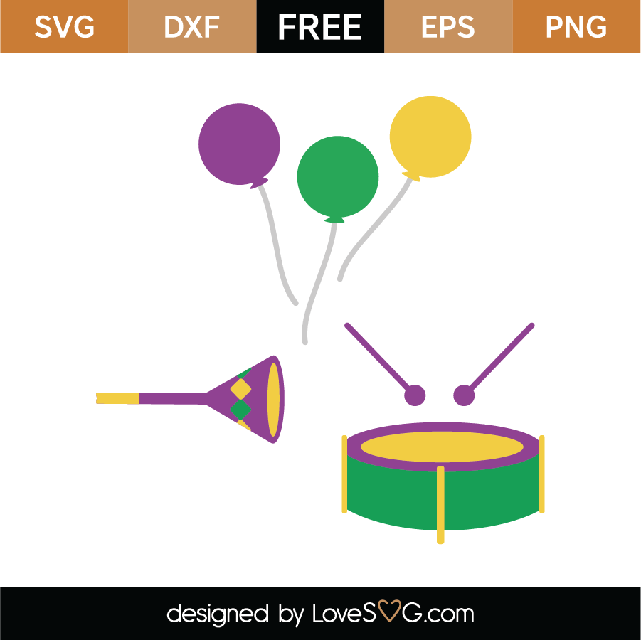 Free Mardi Gras Drums SVG Cut File - Lovesvg.com