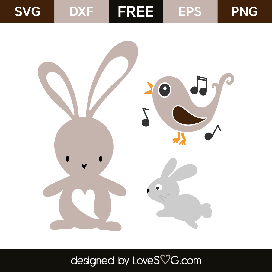 Spring Animals: Rabbits And Bird - Lovesvg.com