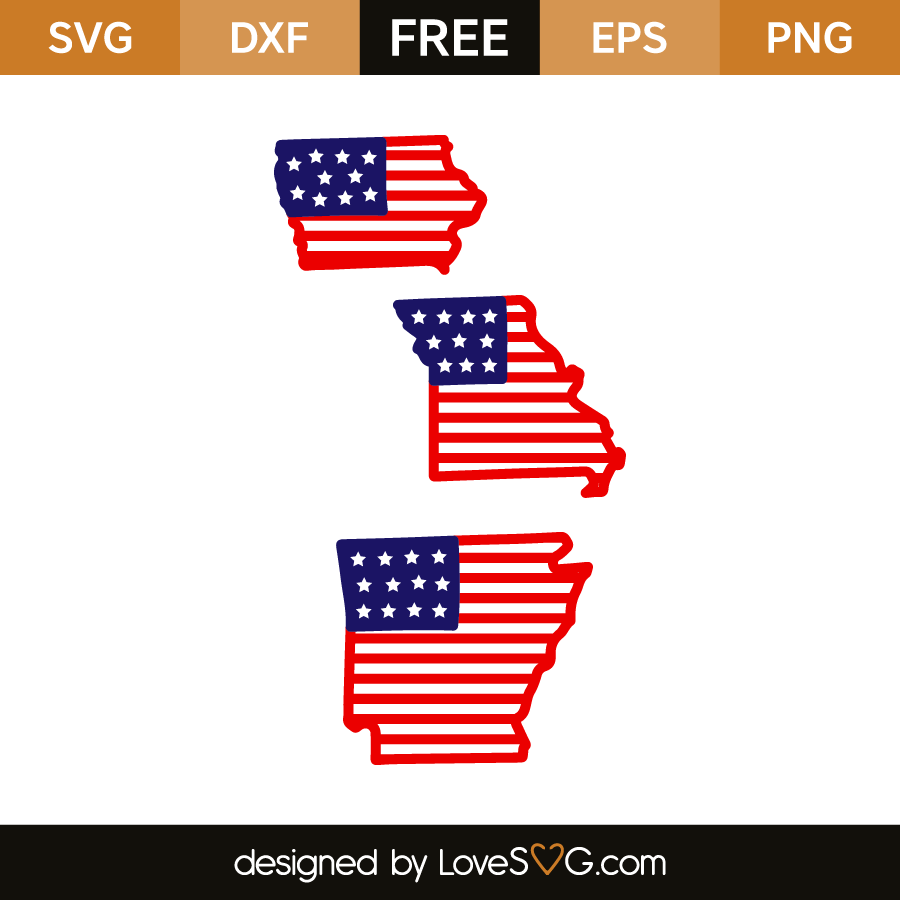 Stars And Stripes: Iowa - Missouri - Arkansas - Lovesvg.com