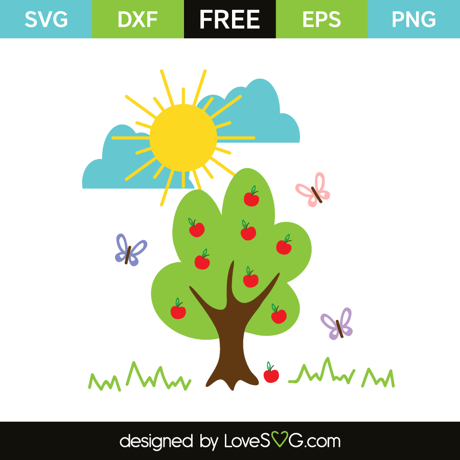 Download Apple Tree & Butterflies | Lovesvg.com