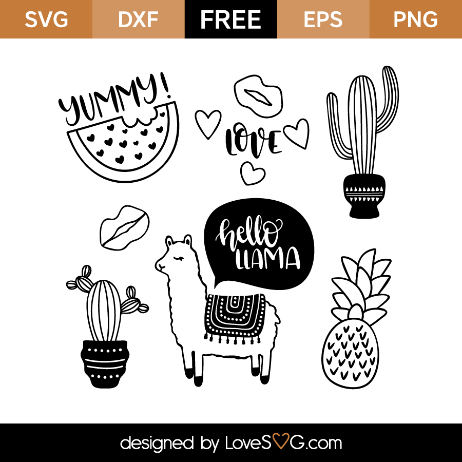 Download Cactus Pineapple Llama - Designs Black & White | Lovesvg.com