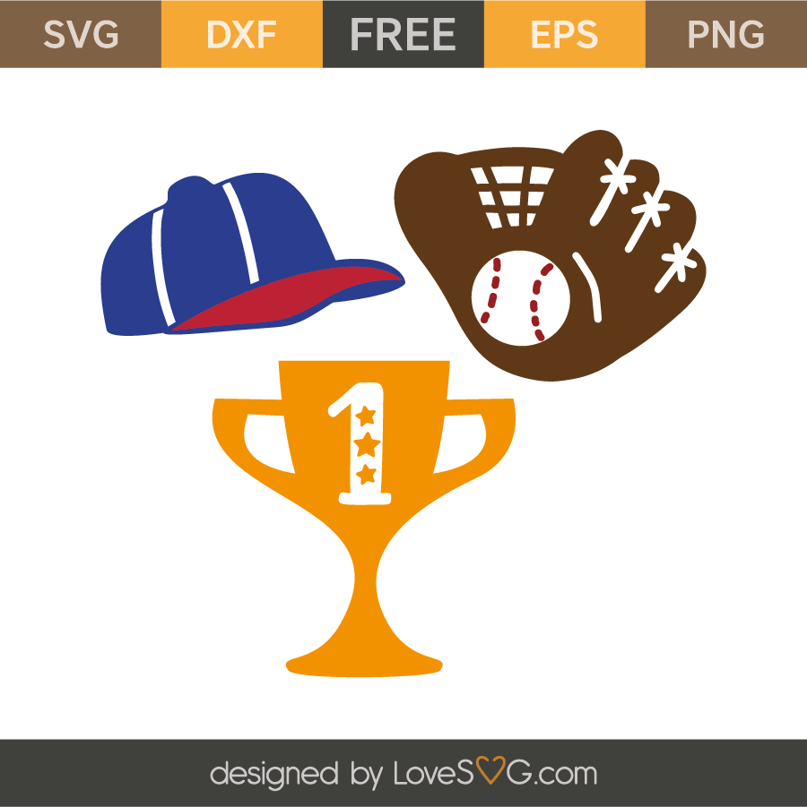 Download Baseball: Cap, trophy & mitt | Lovesvg.com