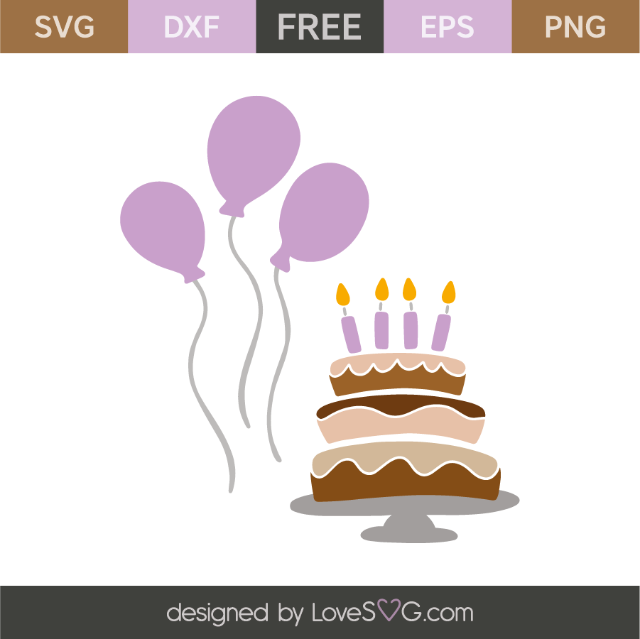 Birthday balloons and cake | Lovesvg.com