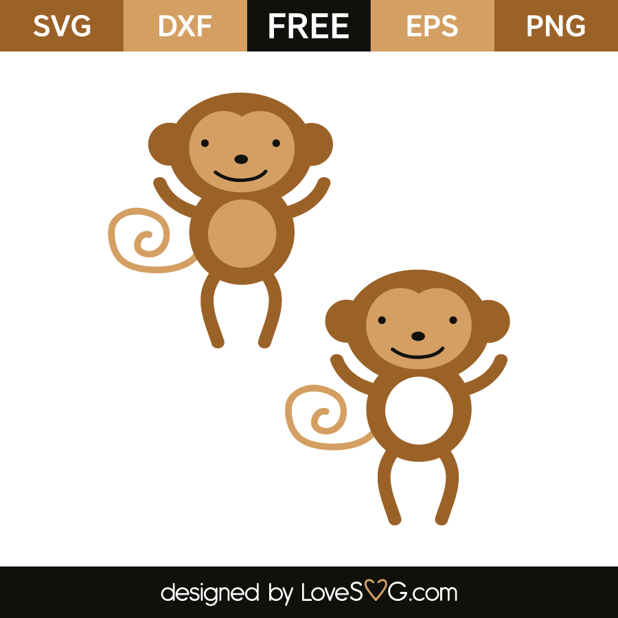 Little monkeys - Monogram Frame | Lovesvg.com