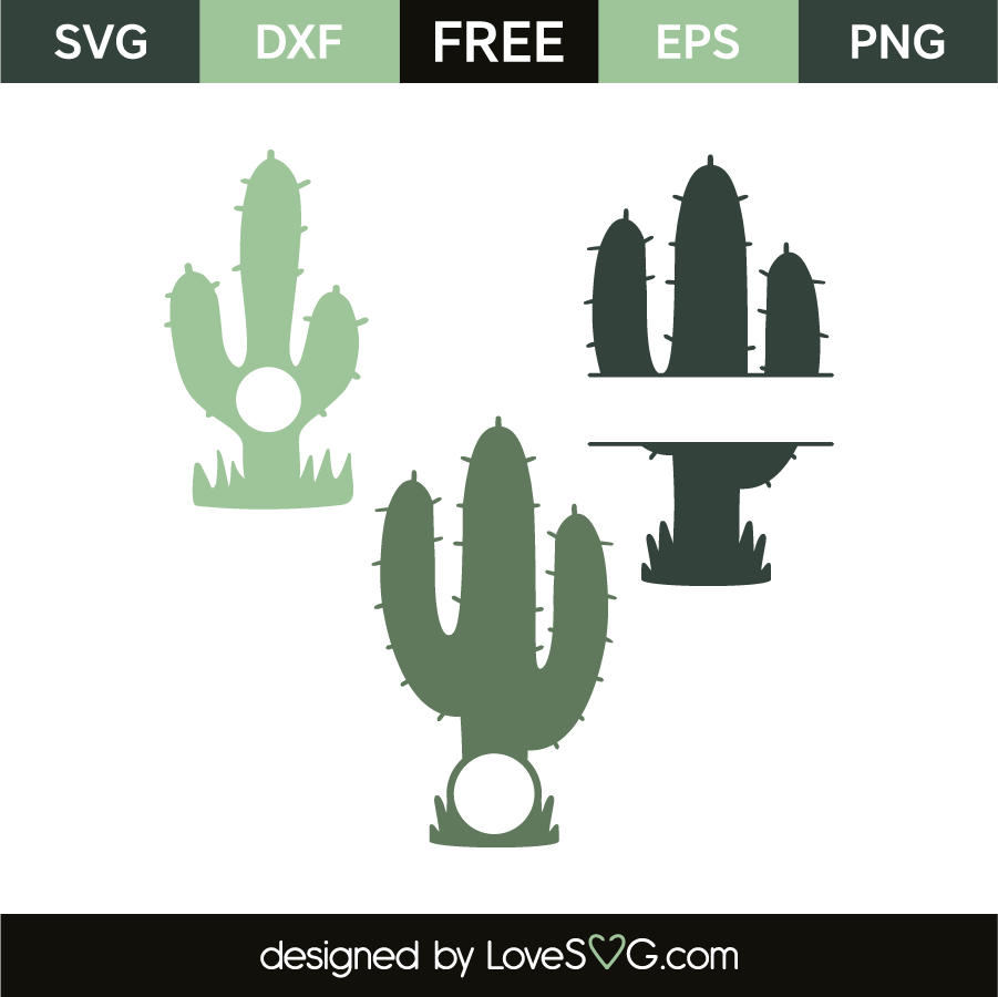 Cactus monogram and split frames | Lovesvg.com