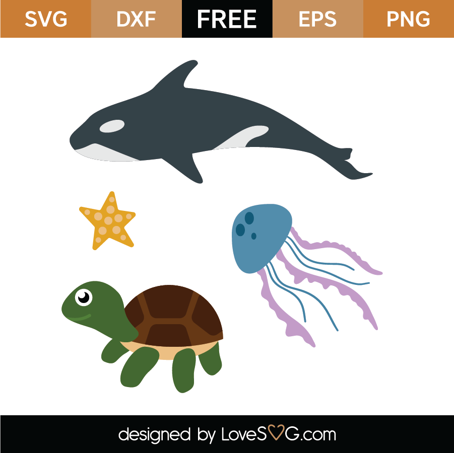 Download Free Sea Animals SVG Cut File | Lovesvg.com