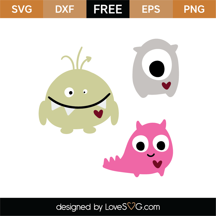 Download Free Cute Little Monsters SVG Cut File | Lovesvg.com