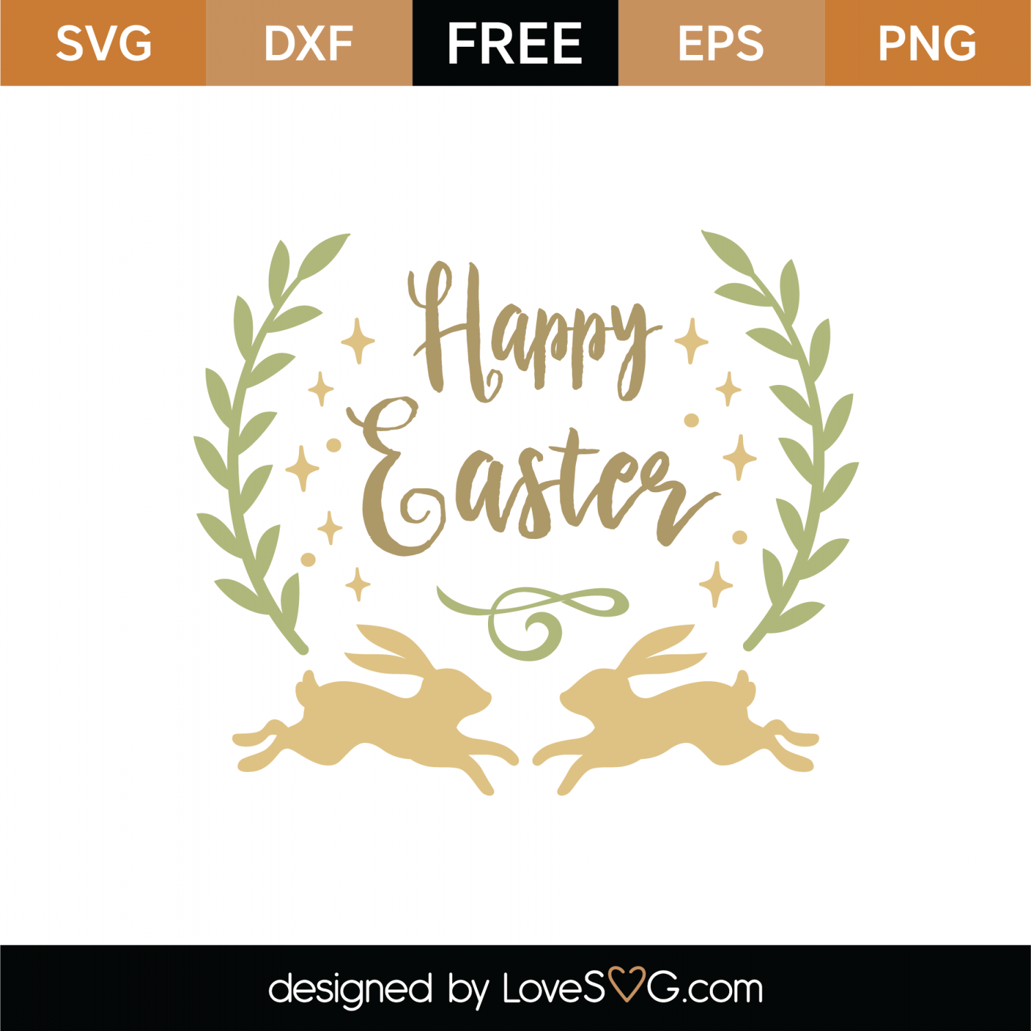 Free Happy Easter Bunnies SVG Cut File | Lovesvg.com