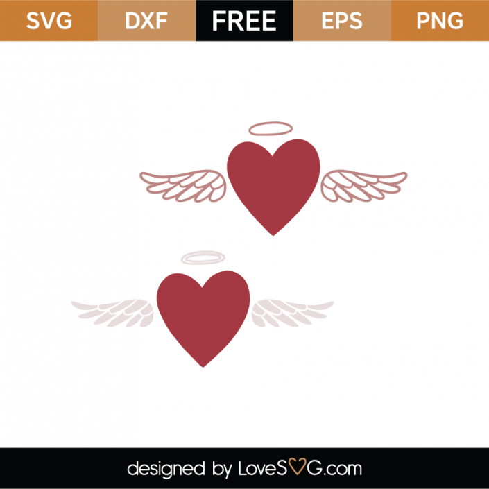 Free Heart Angels SVG Cut File | Lovesvg.com