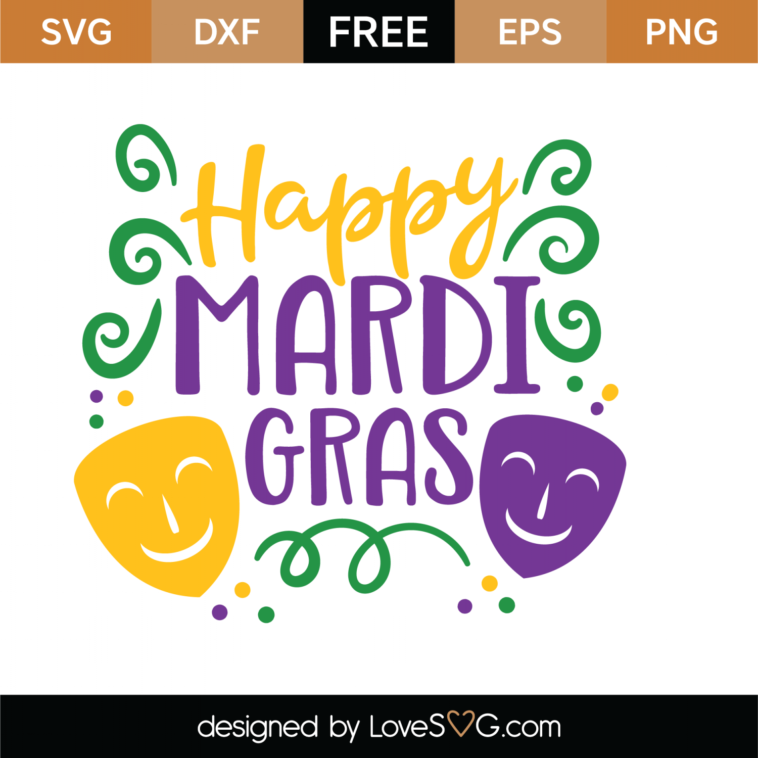 Free Happy Mardi Gras SVG Cut File | Lovesvg.com