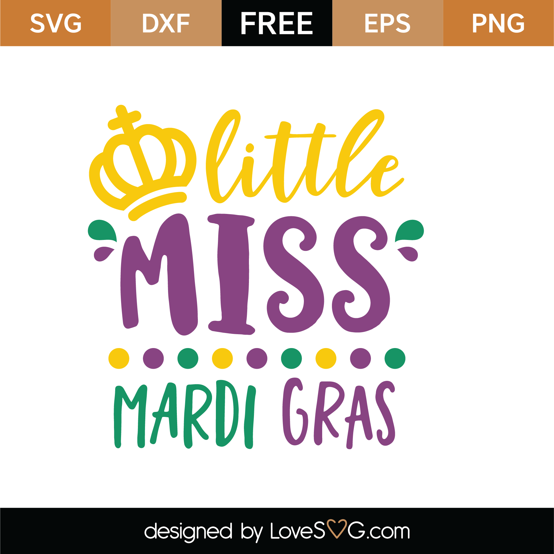 Download Free Little Miss Mardi Gras SVG Cut File | Lovesvg.com