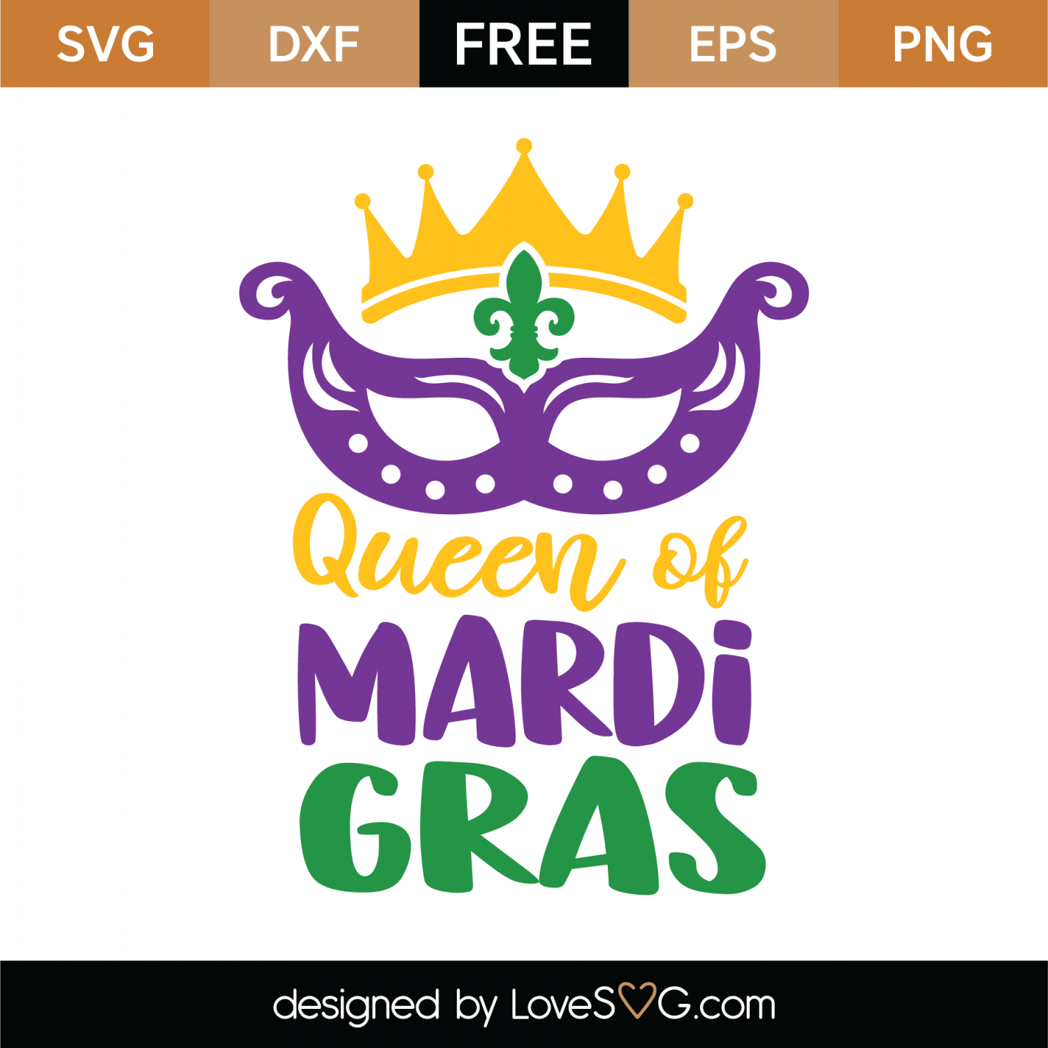 Free Queen of Mardi Gras SVG Cut File | Lovesvg.com