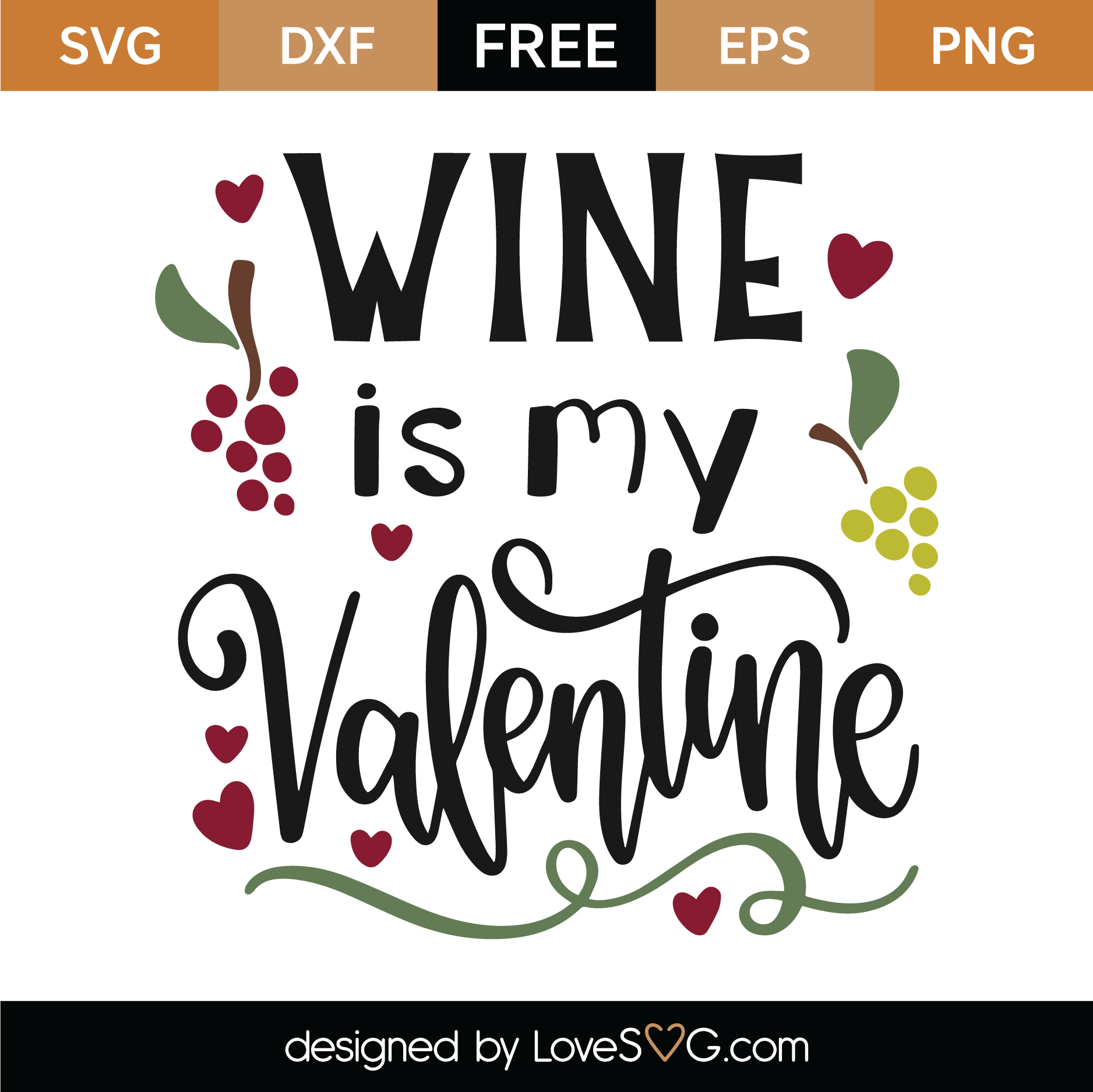 Download Free Wine Is My Valentine SVG Cut File | Lovesvg.com