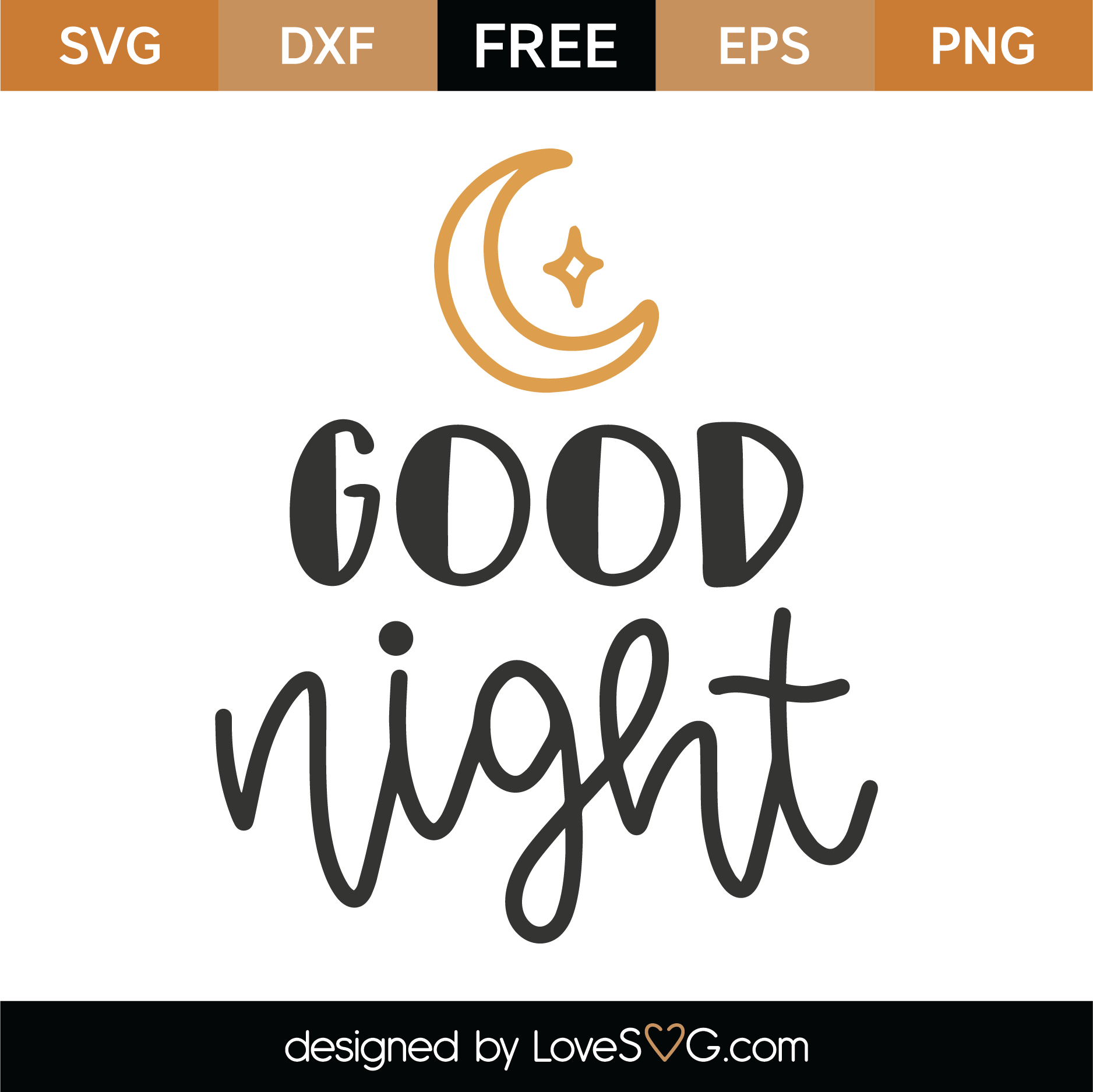 Download Free Good Night SVG Cut File | Lovesvg.com