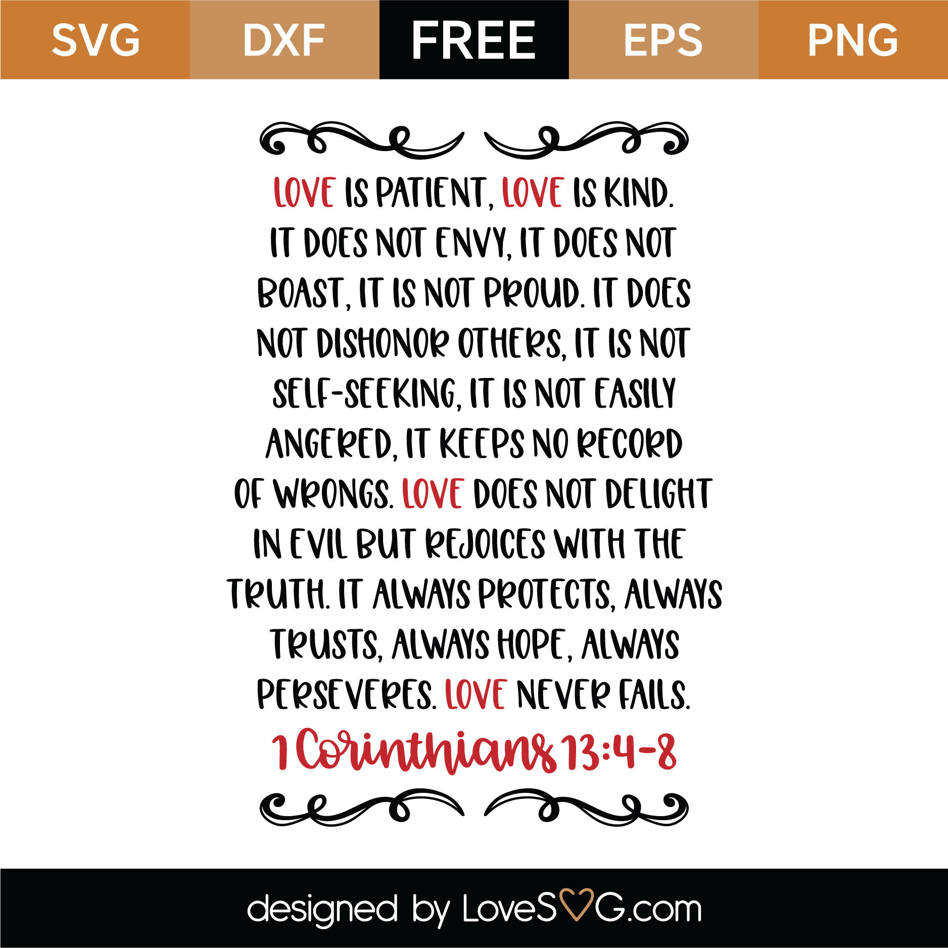 Free Love Is Patient Love Is Kind SVG Cut File | Lovesvg.com