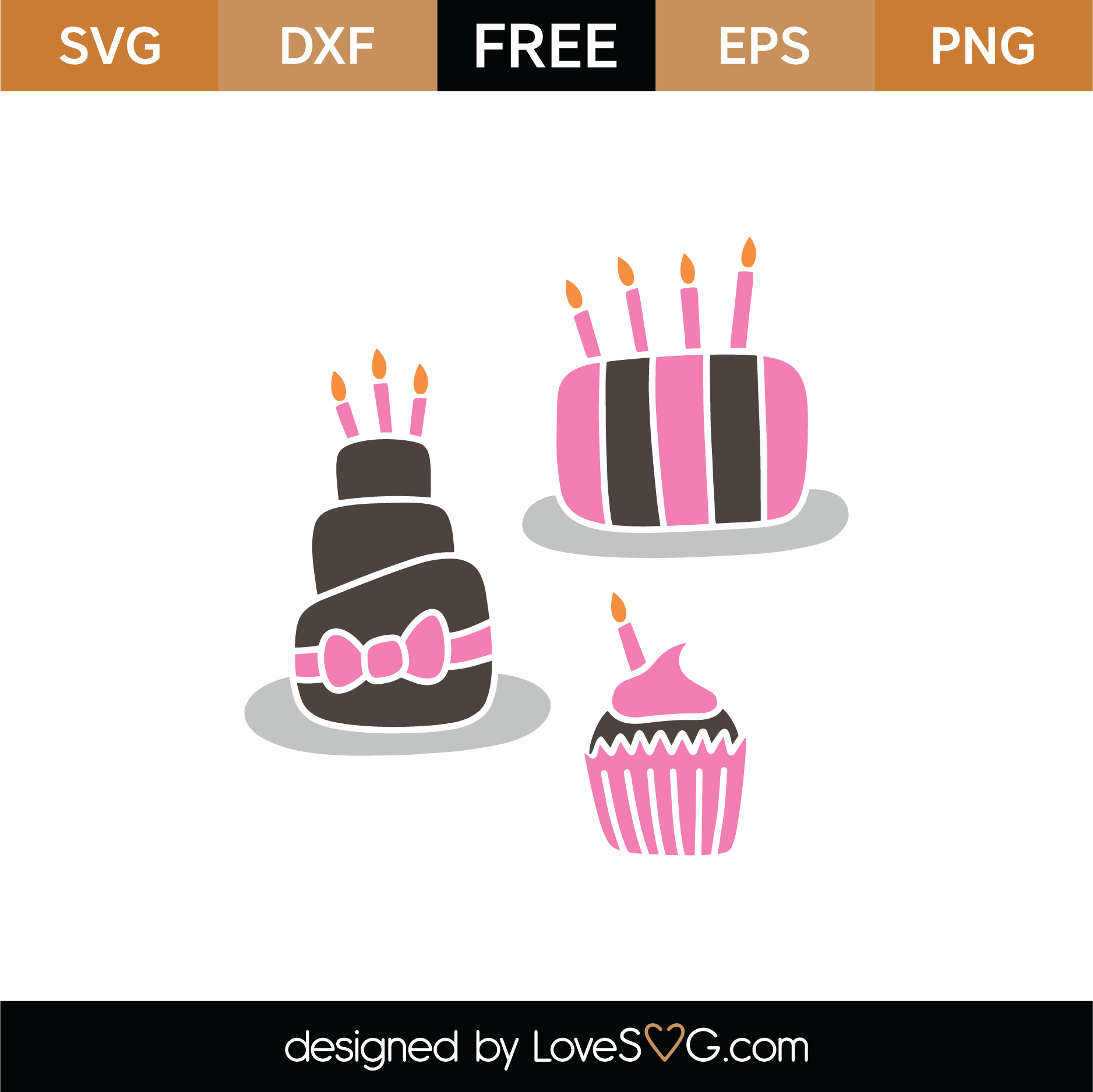 Free Birthday Cakes SVG Cut File | Lovesvg.com