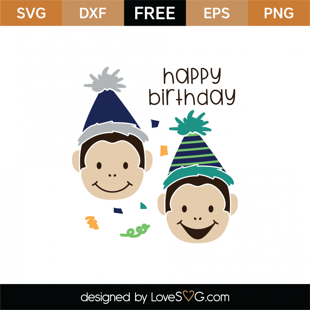 Free Happy Birthday Monkeys SVG Cut File | Lovesvg.com