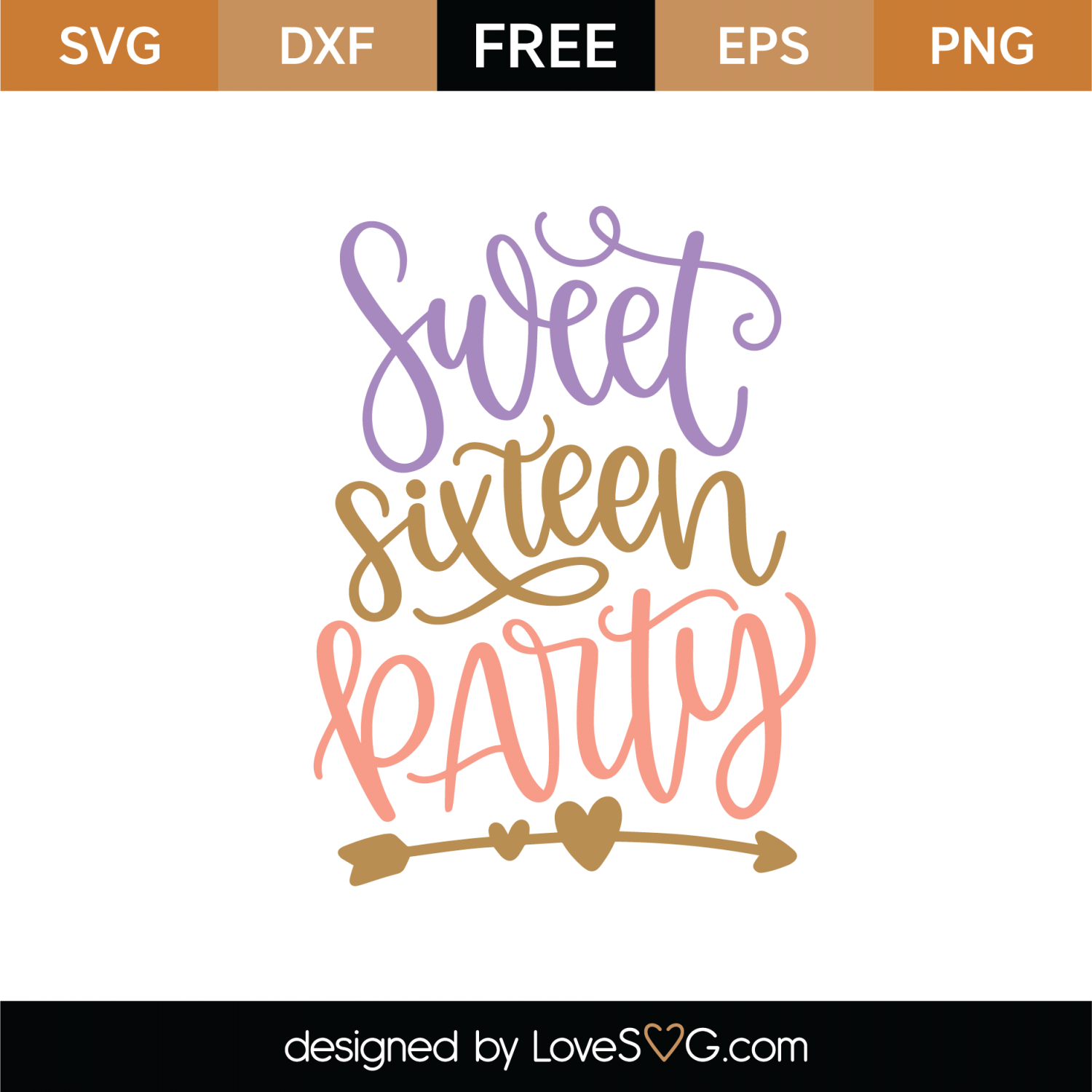 Free Sweet Sixteen Party SVG Cut File | Lovesvg.com