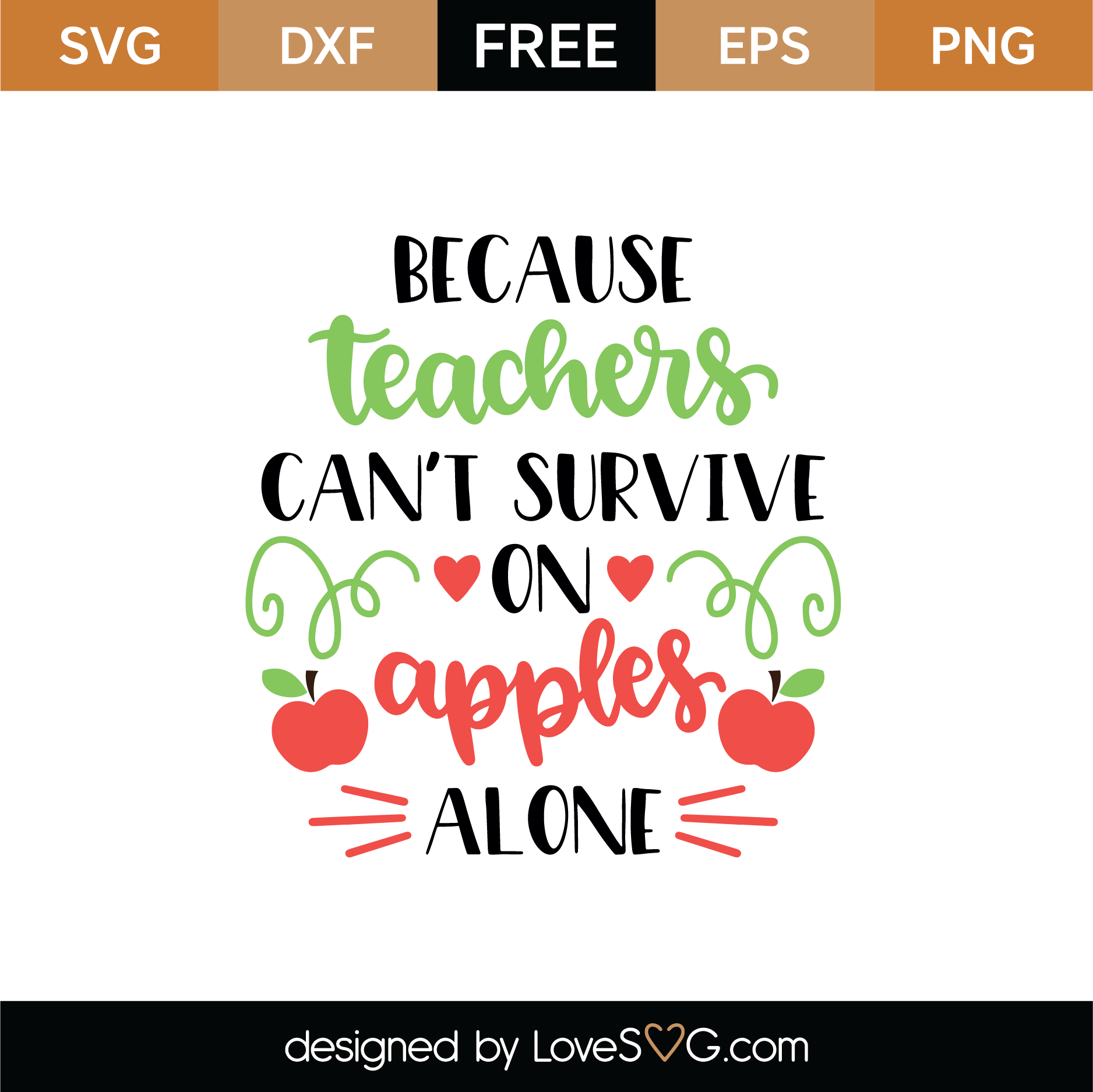 Download Free Because Teachers Can't Survive On Apples Alone SVG ...