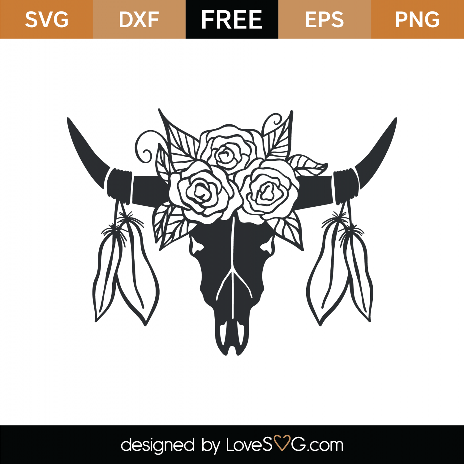 Free Floral Skull Bull SVG Cut File | Lovesvg.com