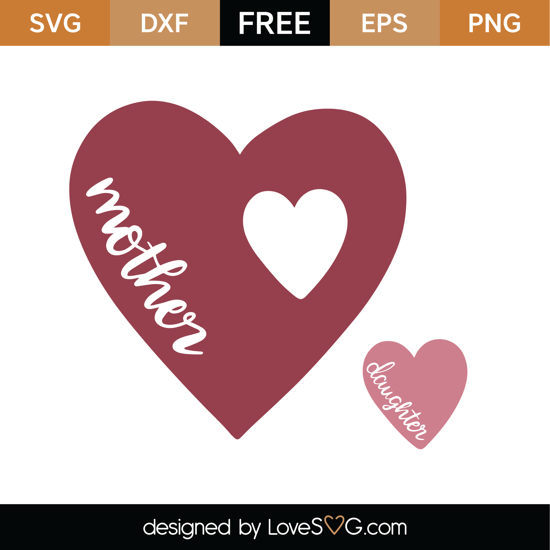 Download Free Mother Daughter Heart SVG Cut File | Lovesvg.com