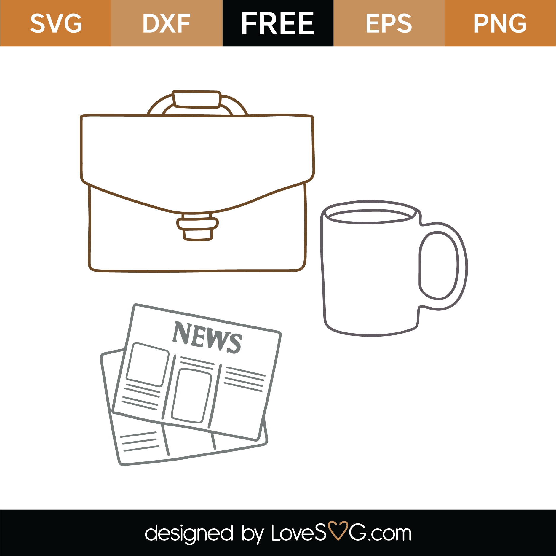 Free Office Items Outline SVG Cut File  Lovesvg.com