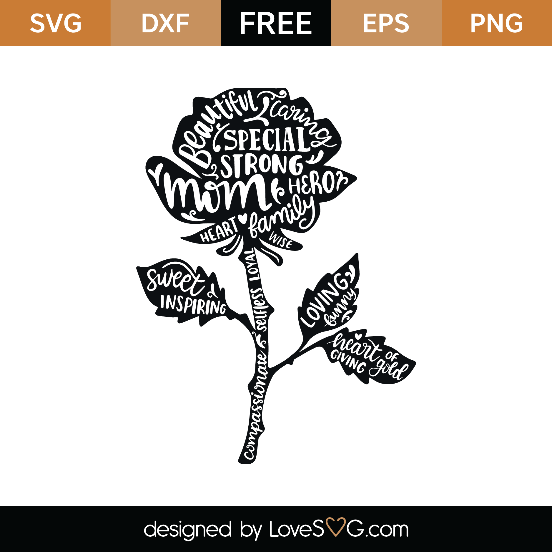 Download Free Rose With Words SVG Cut File | Lovesvg.com