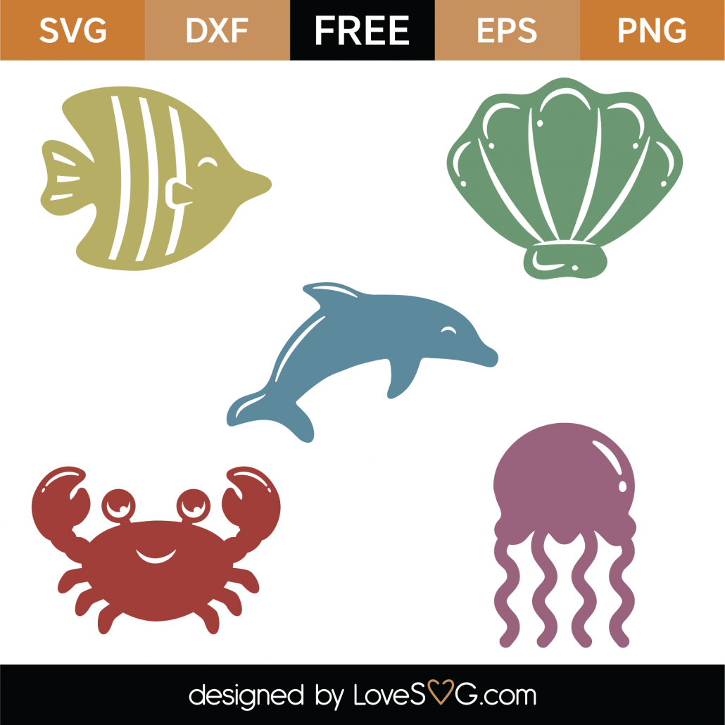 Free Sea Creatures SVG Cut Files | Lovesvg.com