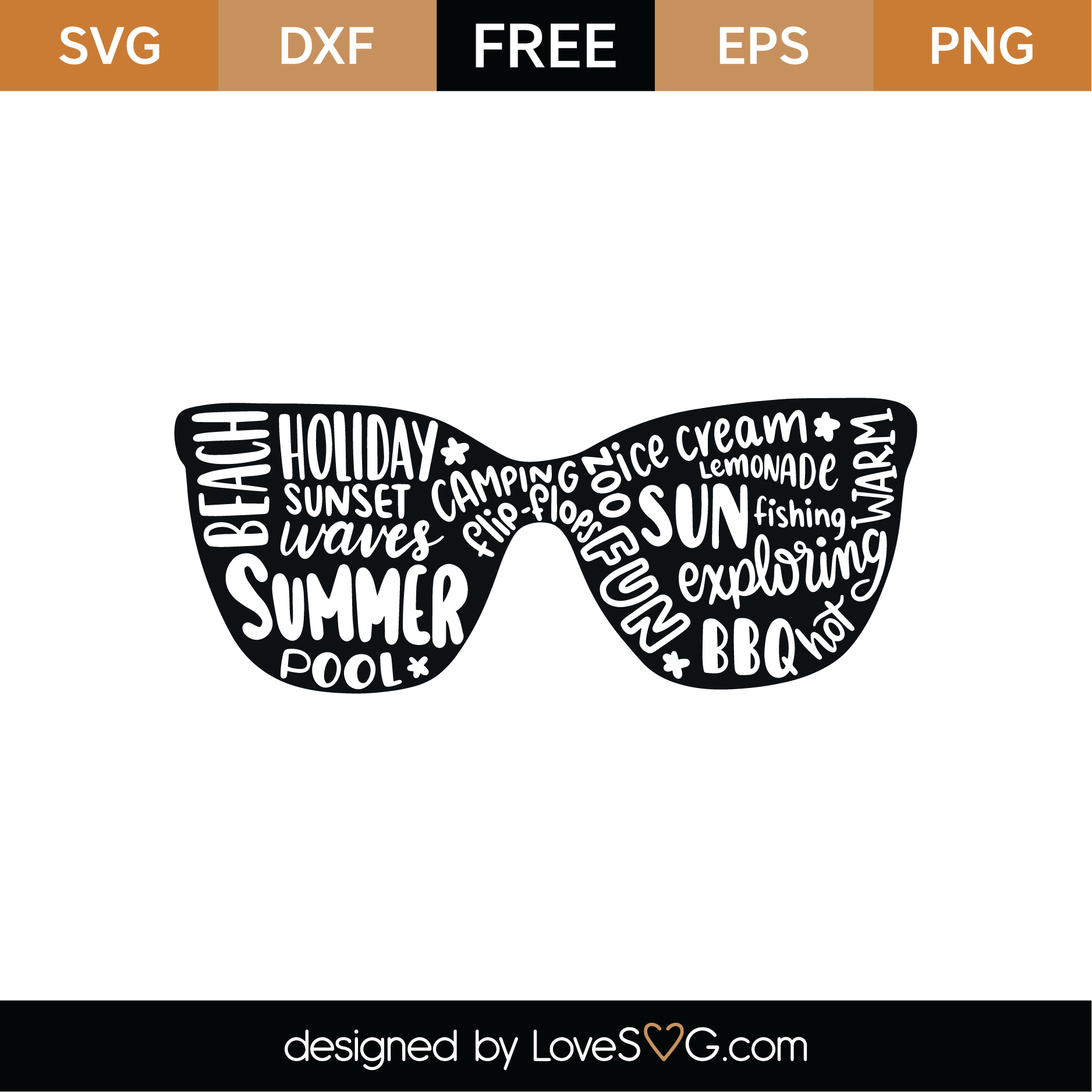 Free Sunglasses SVG Cut File | Lovesvg.com