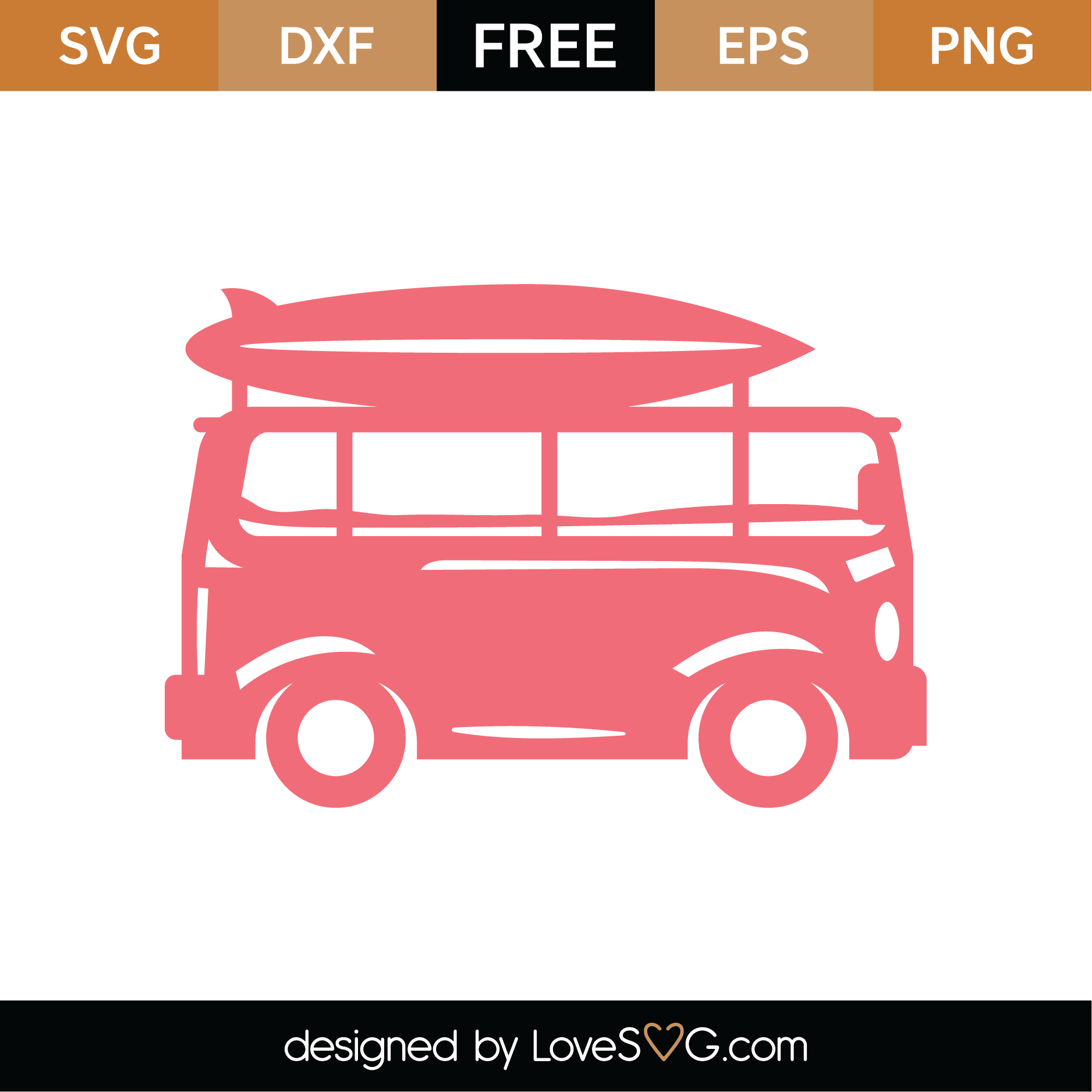 Download Free Beach Van SVG Cut File | Lovesvg.com