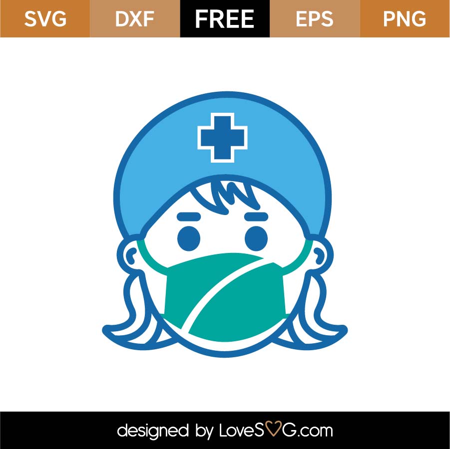 Download Free Female Nurse with Mask SVG Cut File | Lovesvg.com