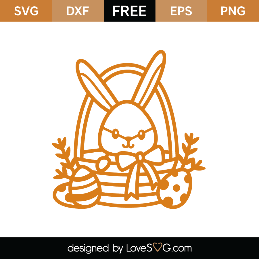 Free Bunny in a Basket SVG Cut File - Lovesvg.com