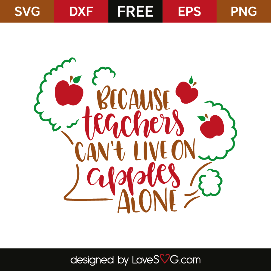 Print Cricut Cut Files Because Teachers Cannot Live On Apples Alone SVG Silhouette Cut Files Download SVG Files Instant Download
