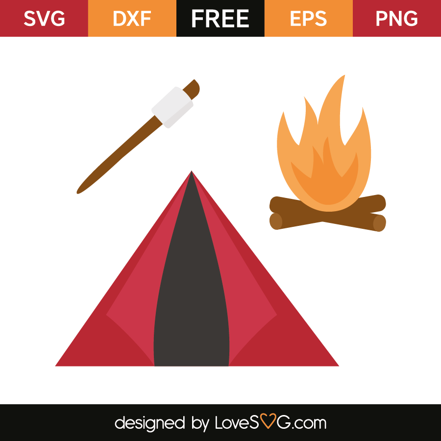 Camping Elements Fire Tent And Marshmallow Lovesvg Com