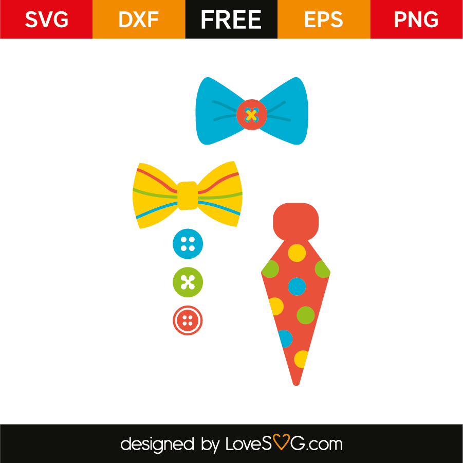 Clown Elements Tie Bow Tie And Buttons Lovesvg Com