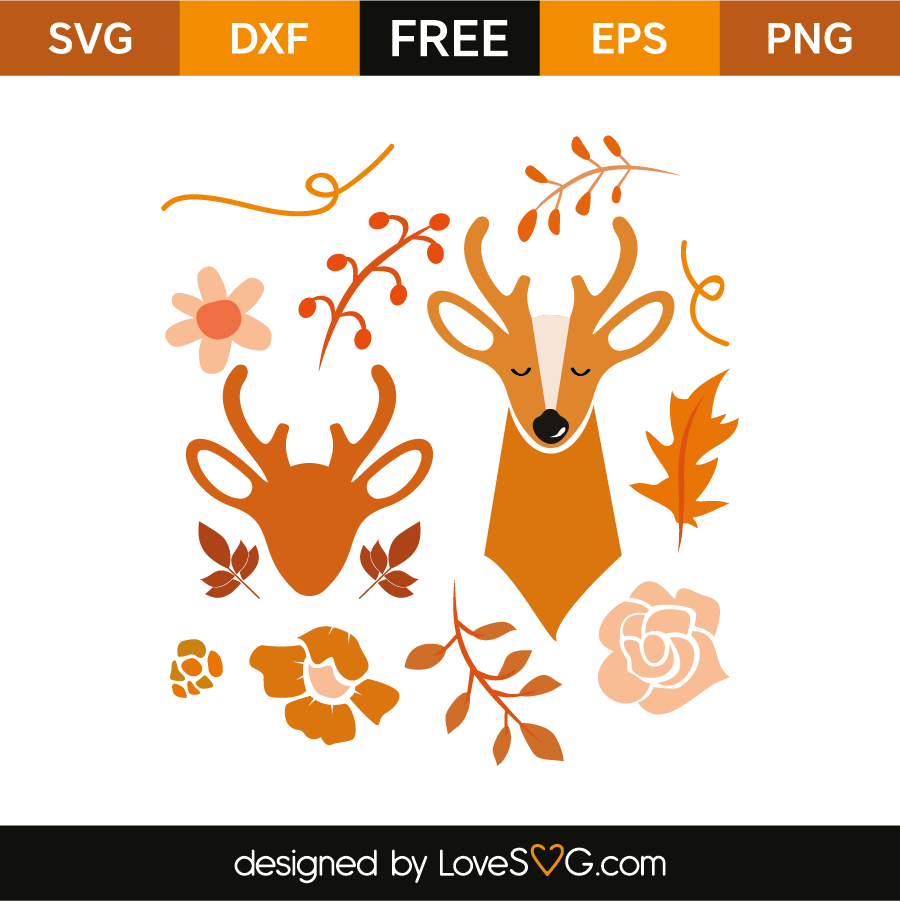 Deers And Leaves Lovesvg Com