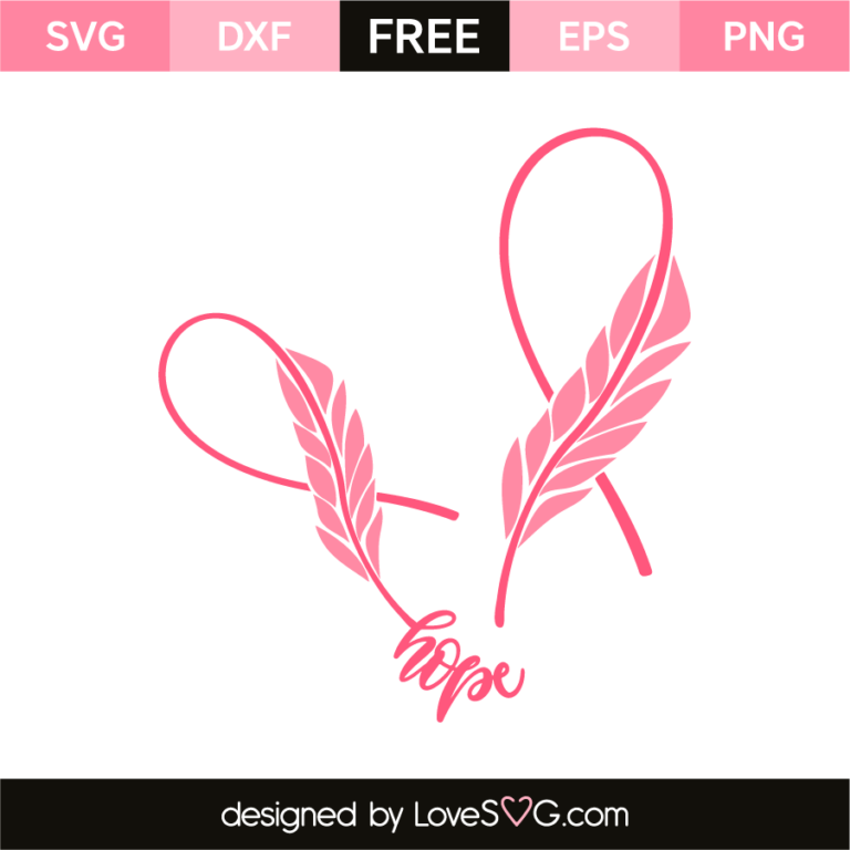 Feather Cancer Ribbon Svg