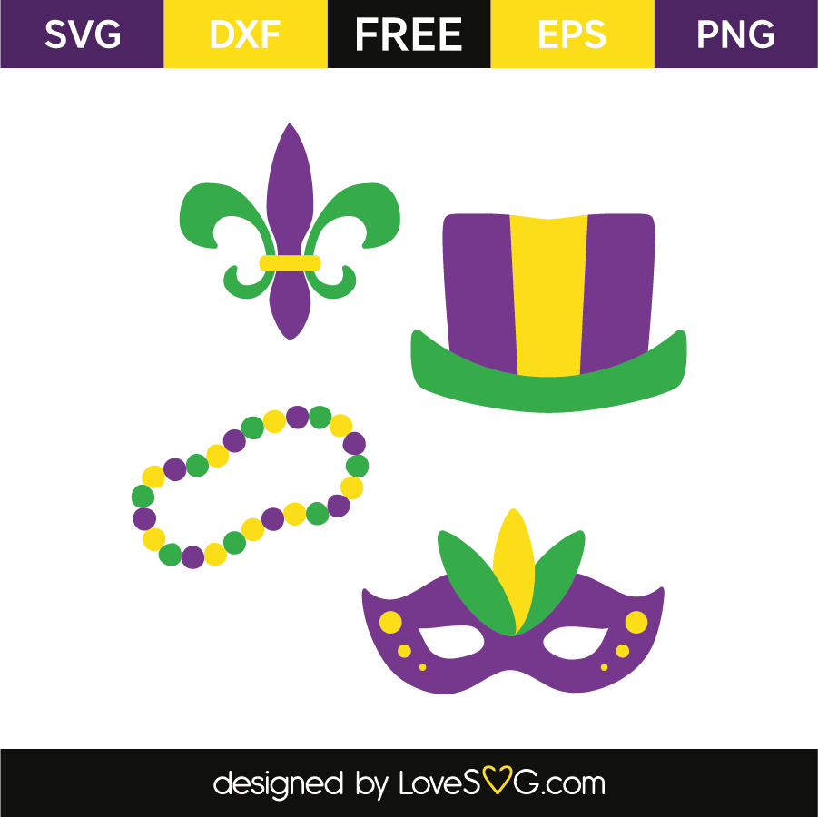 Download Mardi Gras Hat Beads Necklace Mask Fleur De Lis Lovesvg Com