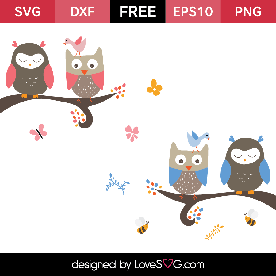 Download Owls On A Branch Lovesvg Com