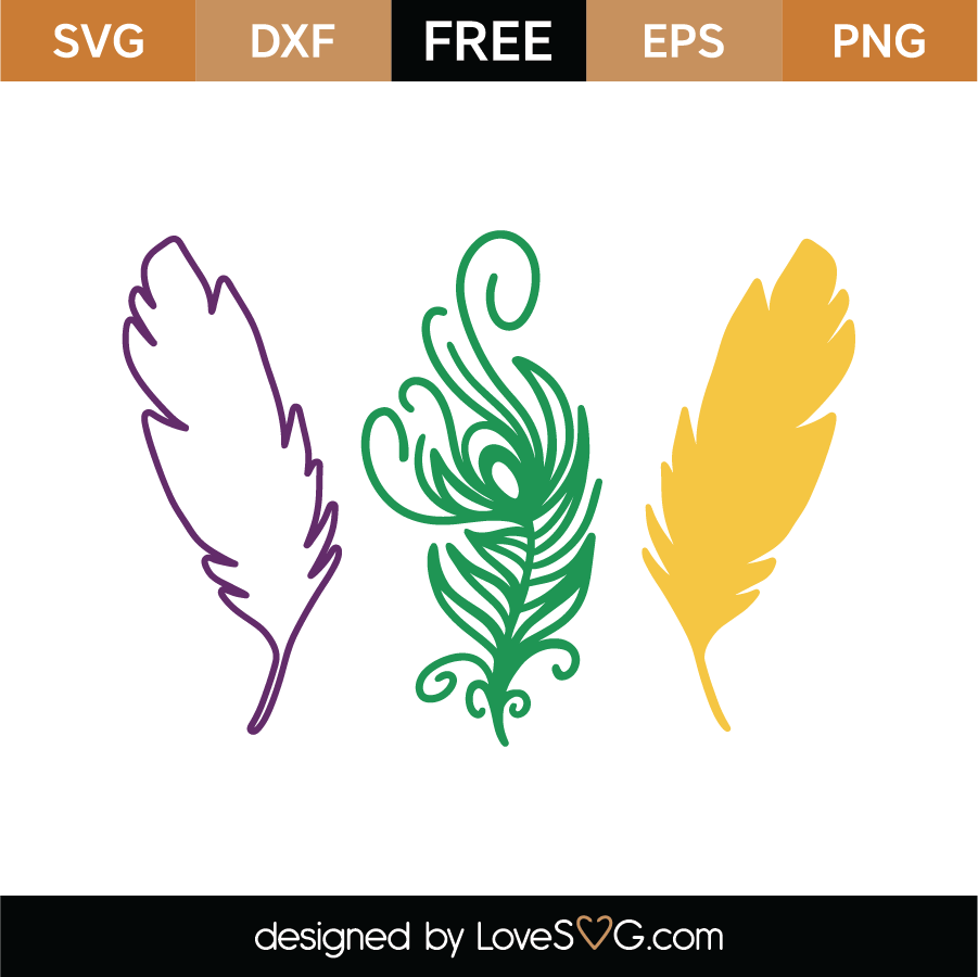 Free Mardi Gras Feathers SVG Cut File 