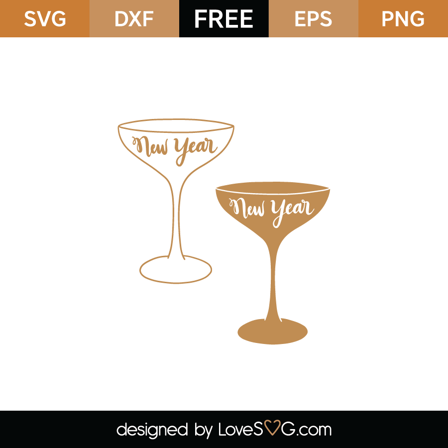 Download Free New Year Champagne Glasses Svg Cut File Lovesvg Com