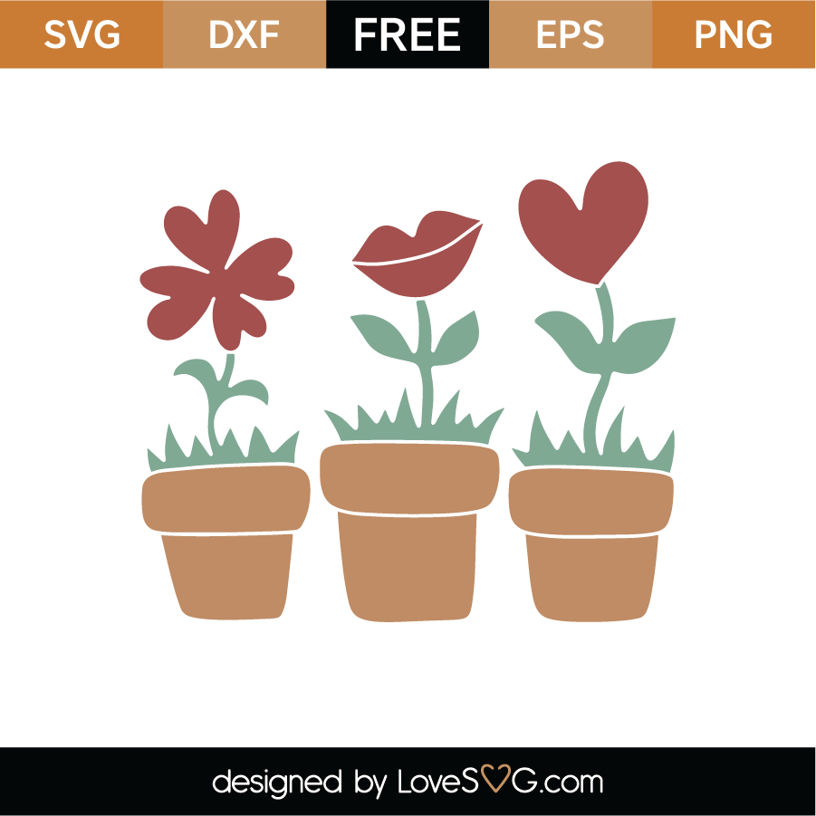 Free Red Flower Pots SVG Cut File - Lovesvg.com