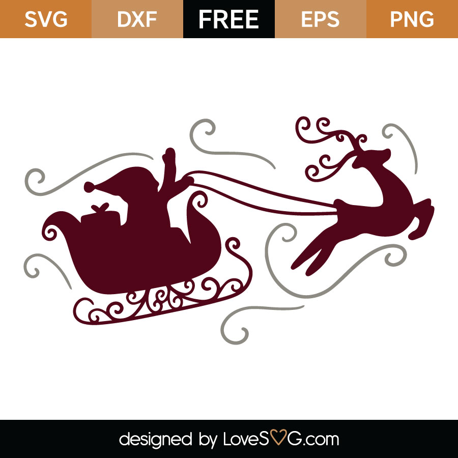 Santa Reindeer Sleigh SVG Cut File - Lovesvg.com.