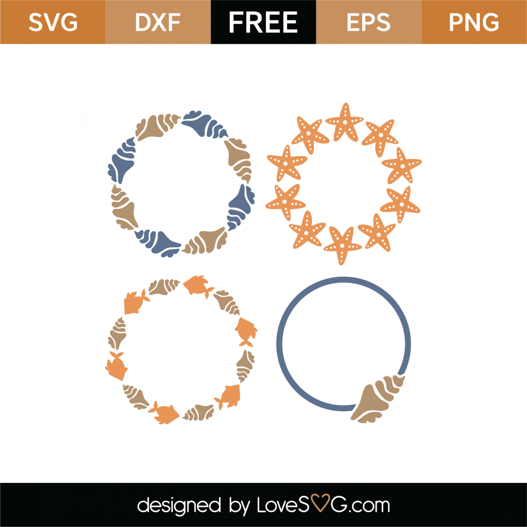 Download Free Sea Shell Monogram Frames SVG Cut File - Lovesvg.com