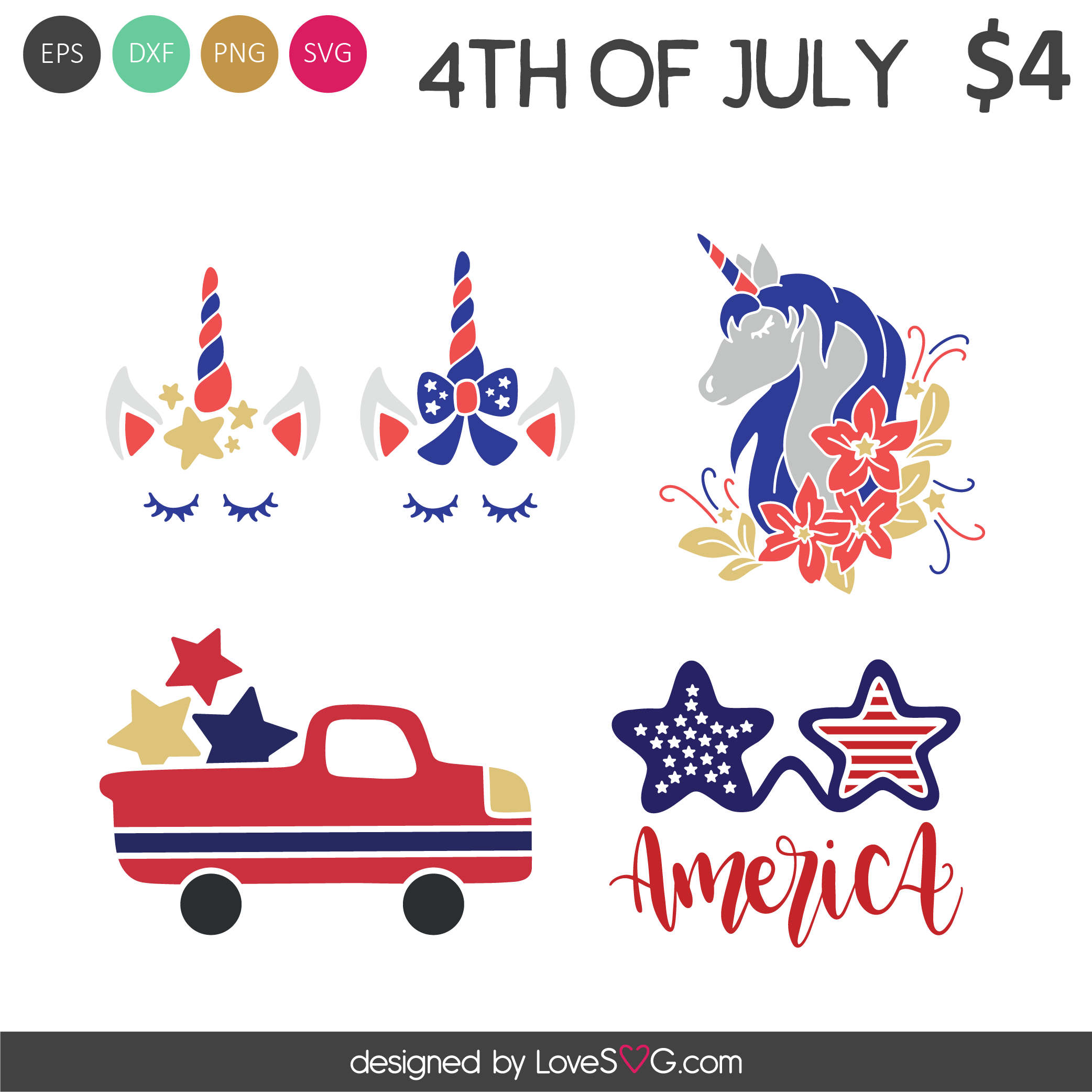Download 4th Of July Truck And Unicorn Svg Cut Files Lovesvg Com