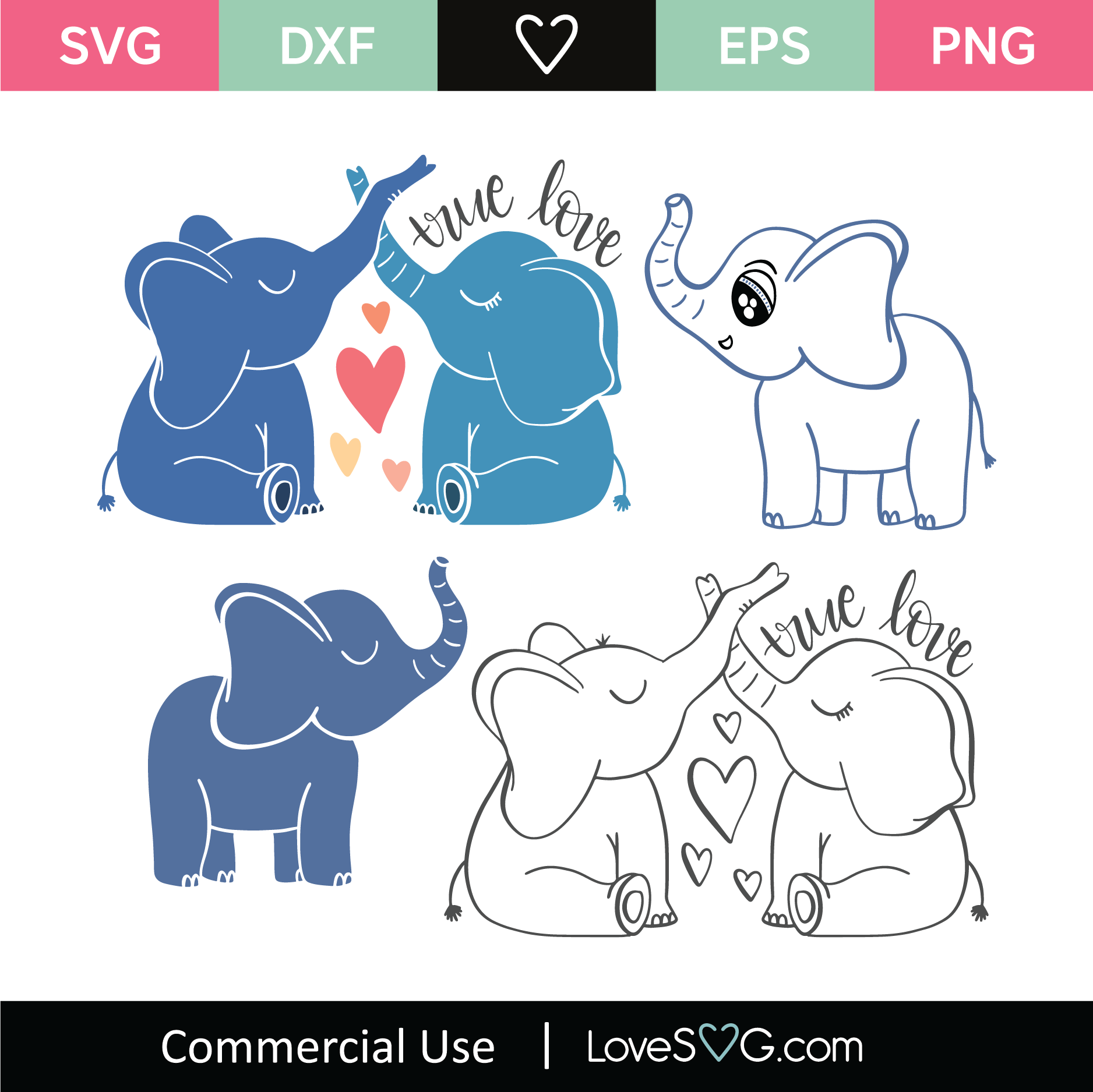 Baby Elephants SVG Cut File - Lovesvg.com