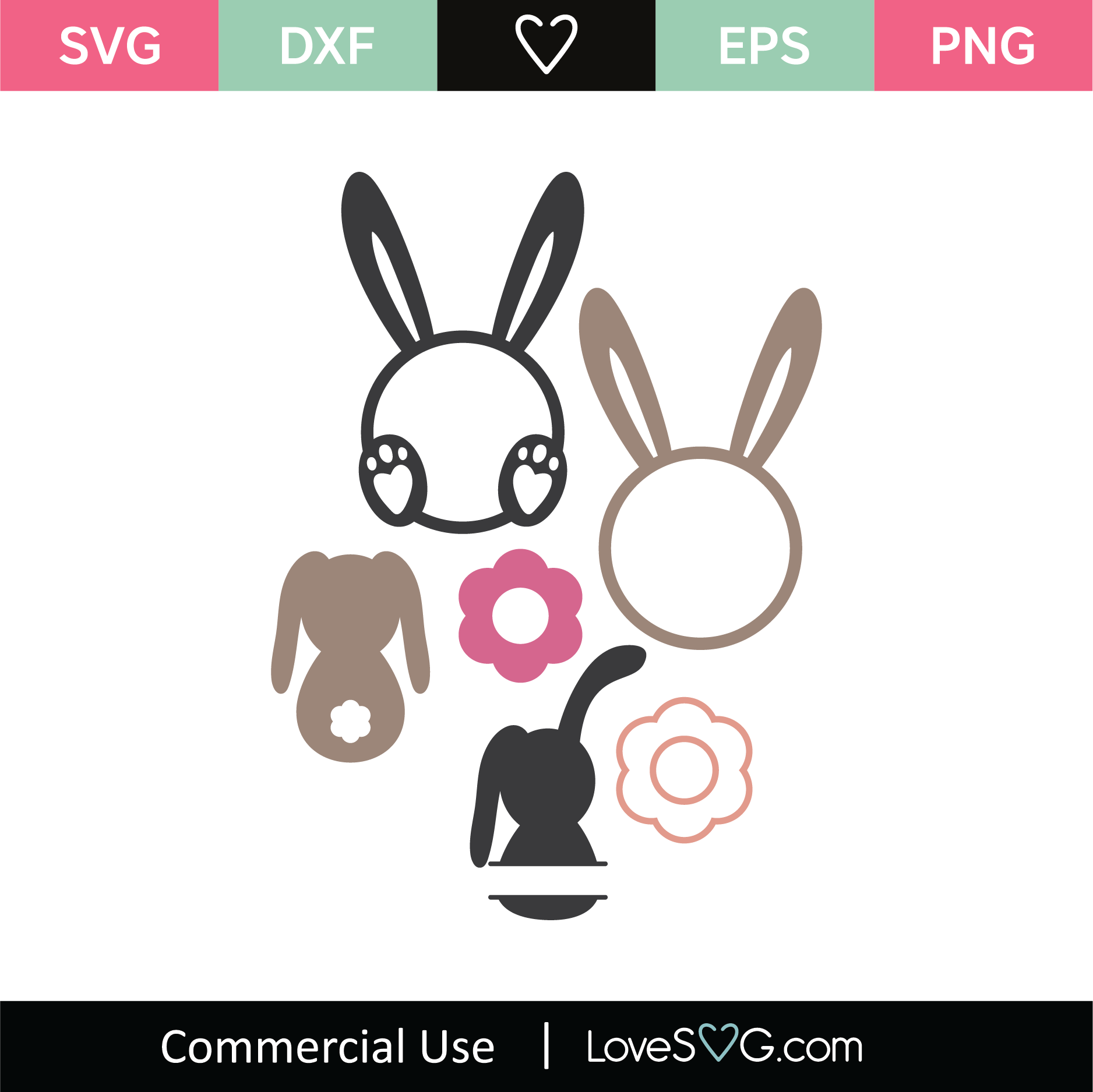 Bunny Ear Monograms SVG Cut File - Lovesvg.com