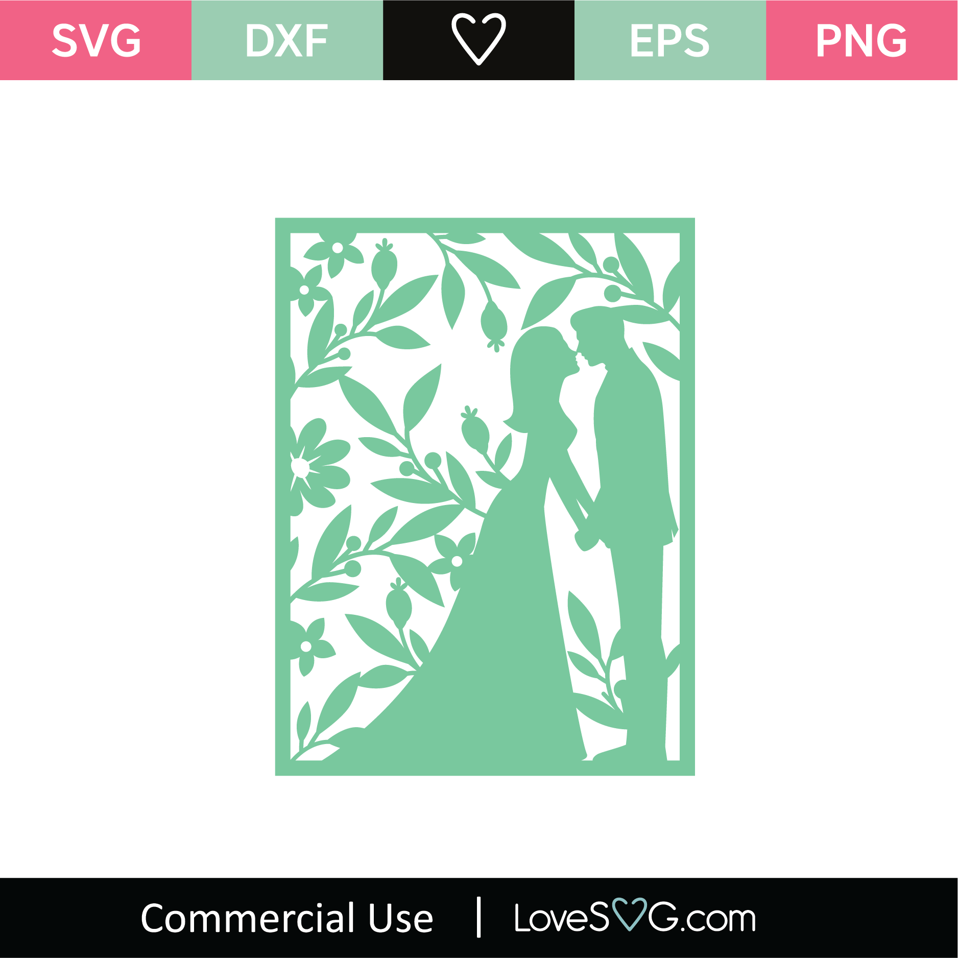 Download Couple Floral Wedding Card SVG Cut File - Lovesvg.com