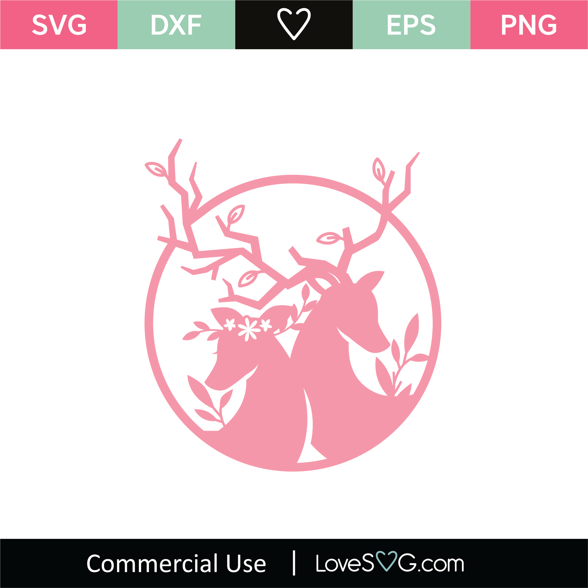 Download Deer Couple Silhouette Monogram SVG Cut File - Lovesvg.com